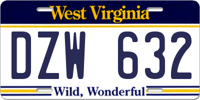 WV license plate DZW632