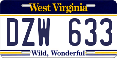 WV license plate DZW633