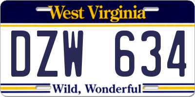 WV license plate DZW634