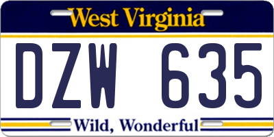 WV license plate DZW635