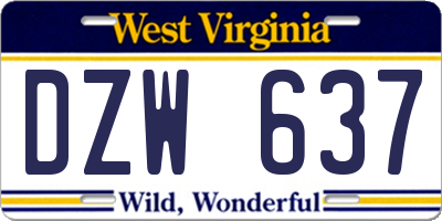 WV license plate DZW637