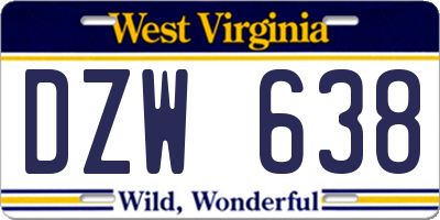 WV license plate DZW638