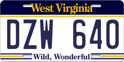 WV license plate DZW640