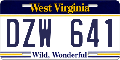 WV license plate DZW641