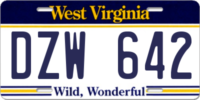 WV license plate DZW642