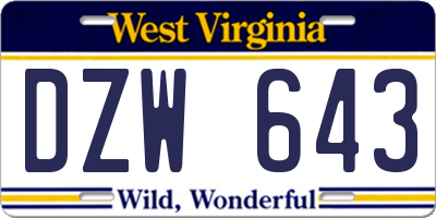 WV license plate DZW643