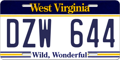 WV license plate DZW644