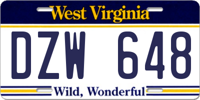 WV license plate DZW648