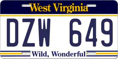 WV license plate DZW649