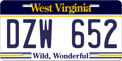 WV license plate DZW652