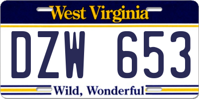 WV license plate DZW653