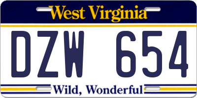 WV license plate DZW654