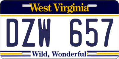 WV license plate DZW657