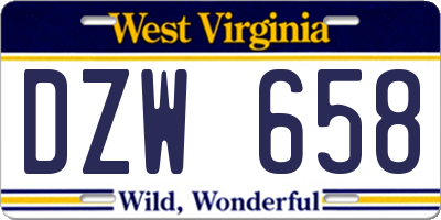 WV license plate DZW658