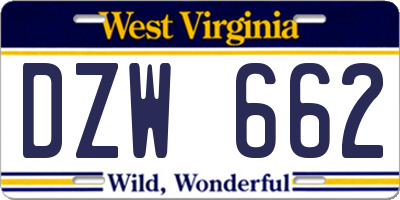 WV license plate DZW662