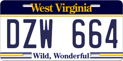 WV license plate DZW664