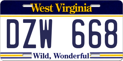 WV license plate DZW668