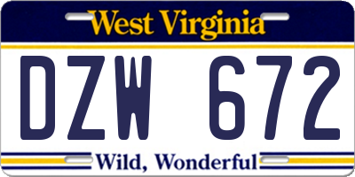 WV license plate DZW672