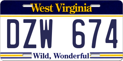 WV license plate DZW674