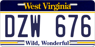 WV license plate DZW676