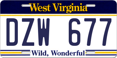 WV license plate DZW677