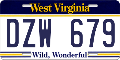 WV license plate DZW679