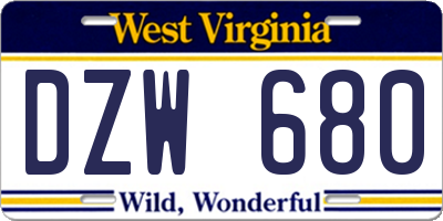 WV license plate DZW680