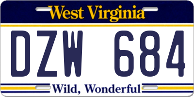 WV license plate DZW684