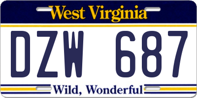 WV license plate DZW687