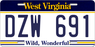 WV license plate DZW691