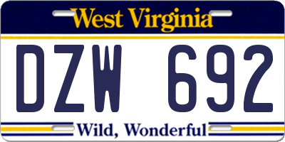 WV license plate DZW692