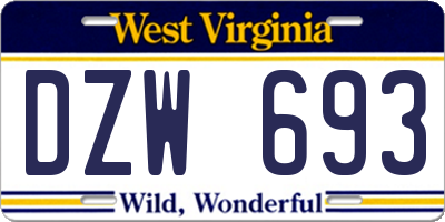 WV license plate DZW693