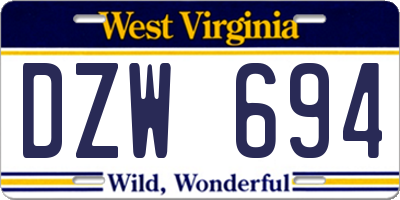 WV license plate DZW694