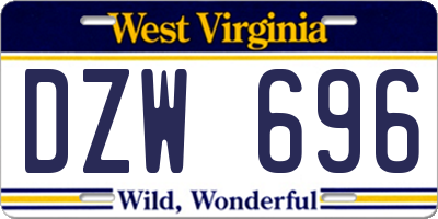 WV license plate DZW696