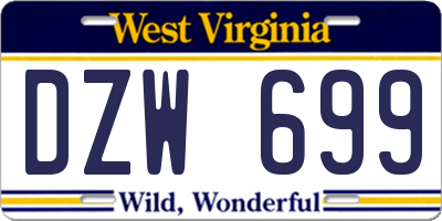 WV license plate DZW699