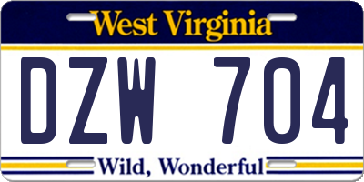 WV license plate DZW704