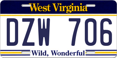WV license plate DZW706