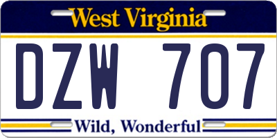 WV license plate DZW707