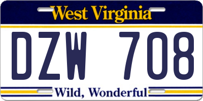 WV license plate DZW708