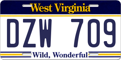 WV license plate DZW709