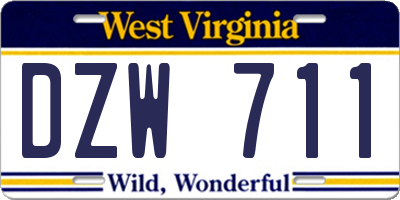 WV license plate DZW711