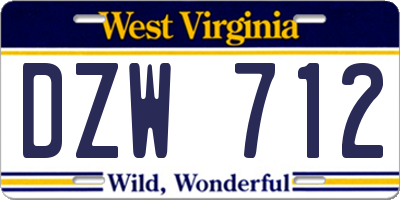 WV license plate DZW712