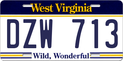 WV license plate DZW713