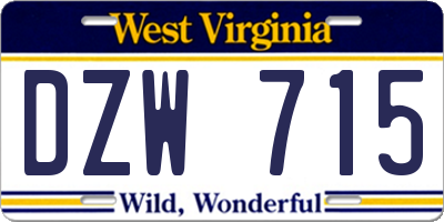 WV license plate DZW715