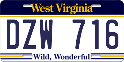 WV license plate DZW716