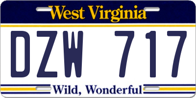 WV license plate DZW717