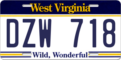 WV license plate DZW718