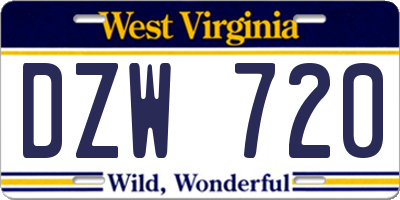 WV license plate DZW720