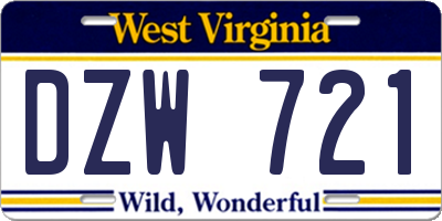 WV license plate DZW721