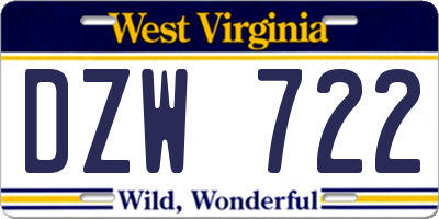 WV license plate DZW722